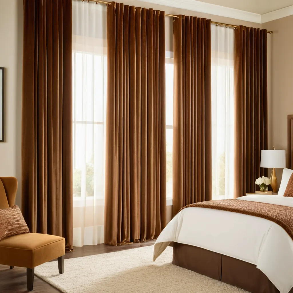 Plain Premium Velvet Fabric Curtain / Drapes - Brown