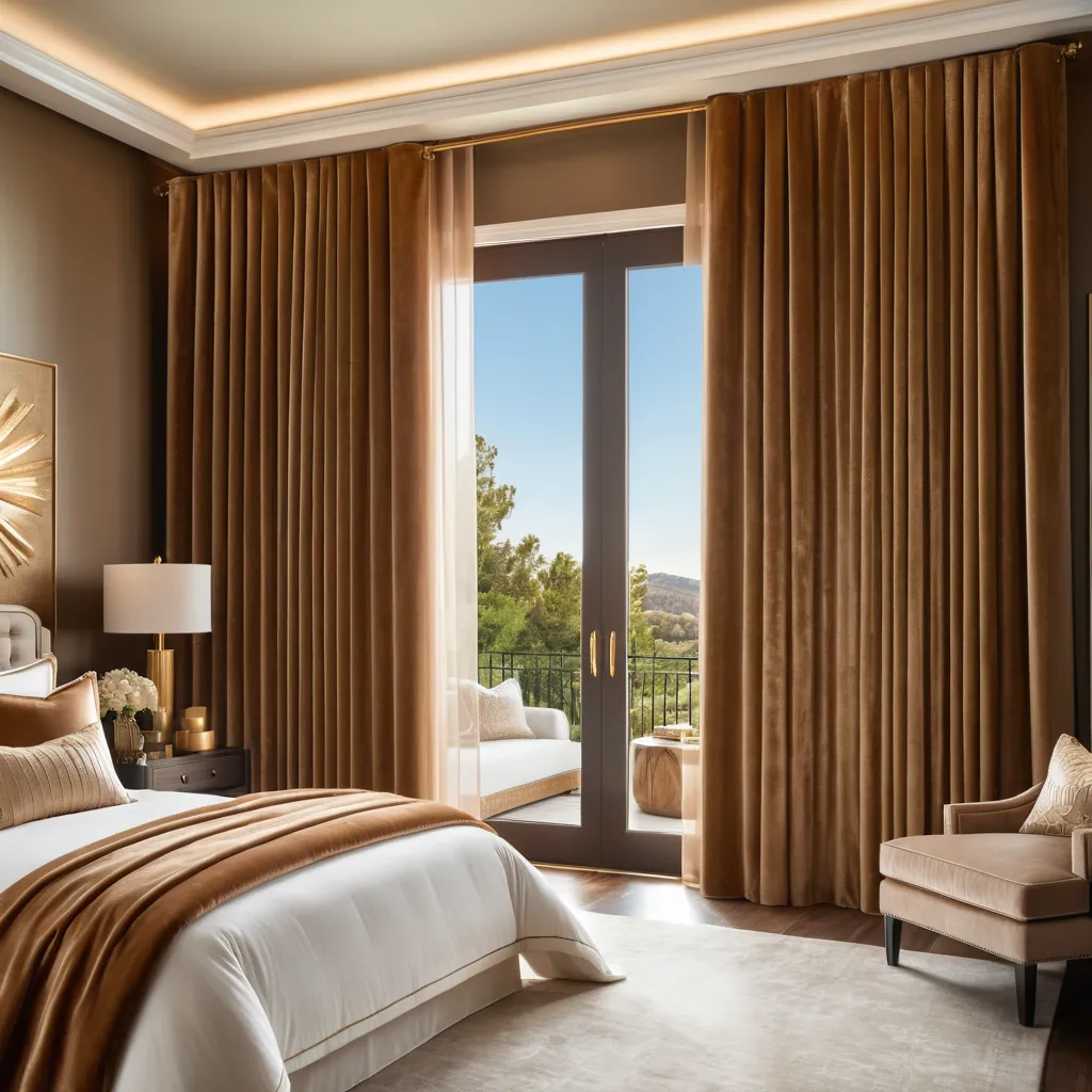 Plain Premium Velvet Fabric Curtain / Drapes - Light Brown
