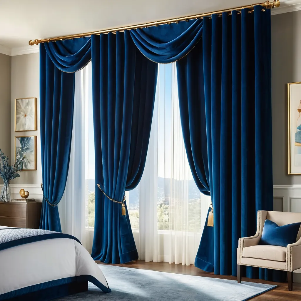 Plain Premium Velvet Fabric Curtain / Drapes - Navy Blue